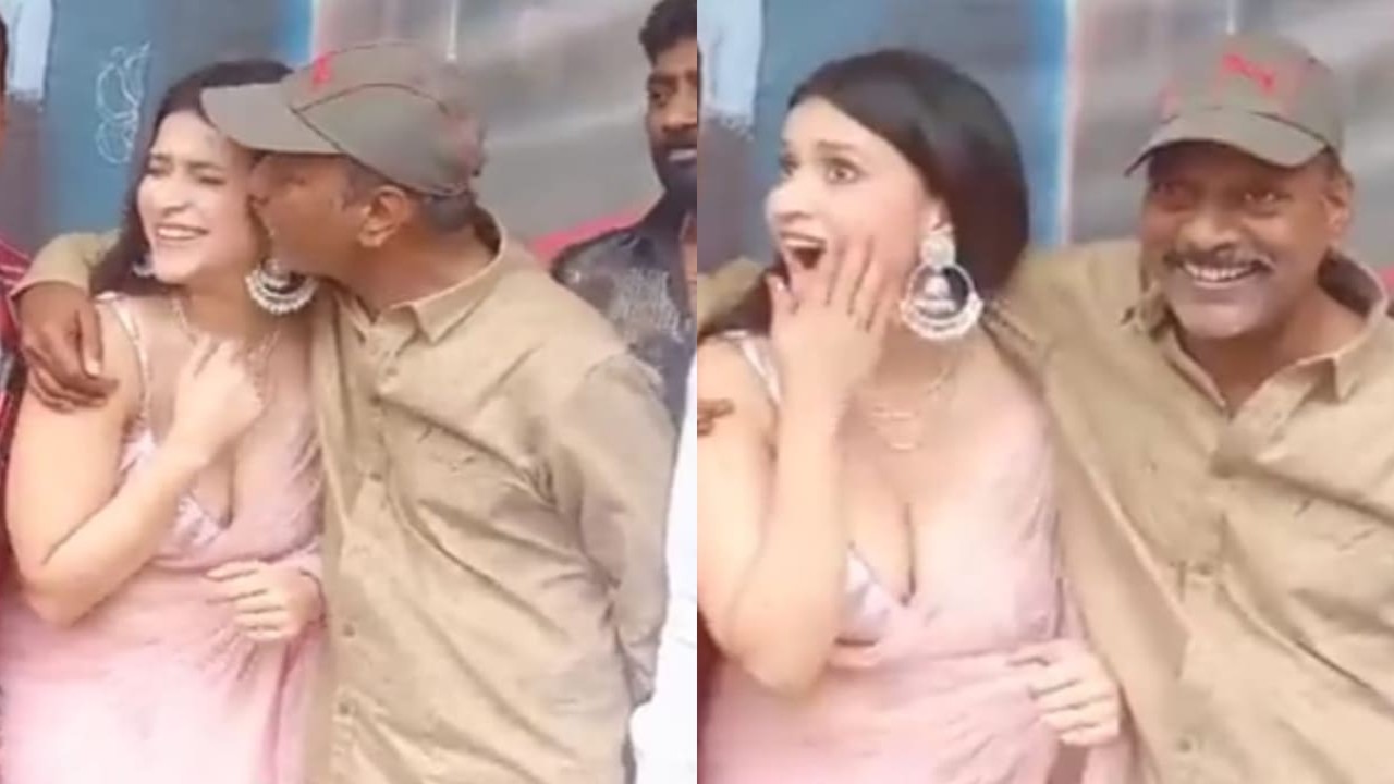 348813972 director as ravi kumar kisses priyanka chopras cousin mannara chopra at public event video goes viral 1